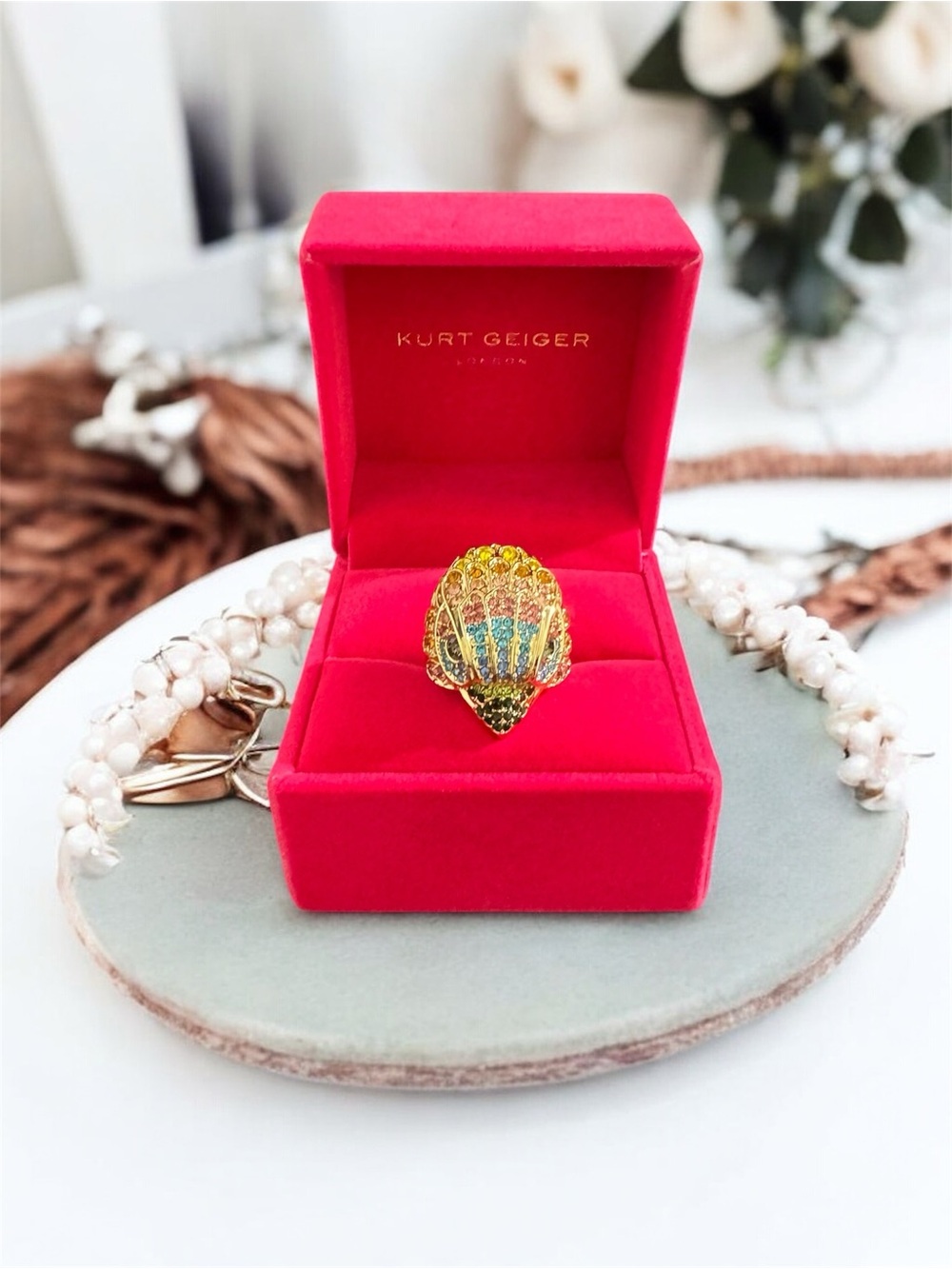 Kurt Geiger Rainbow Crystal Eagle Ring